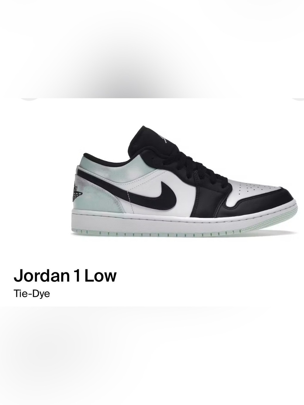 Jordan 1 Low tie-dye Sneakers in Black, White & Mint